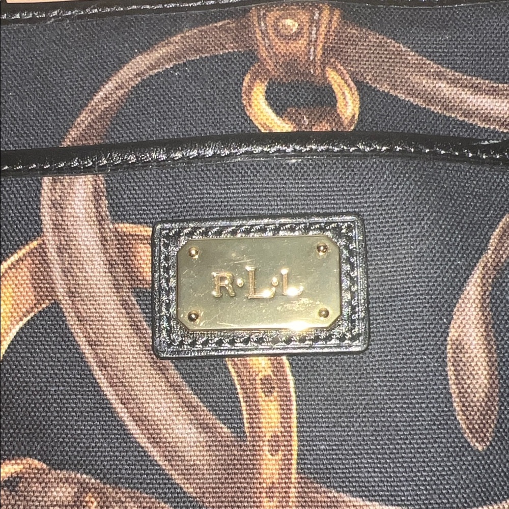 Lauren Ralph Lauren Black and Brown Crossbody Bag
